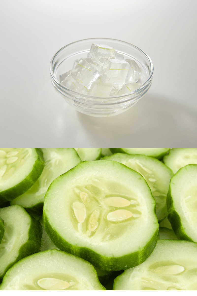 Cooling aloe vera and cucumber gel mix to soothe sun-exposed skin. | skincaresolutions.in