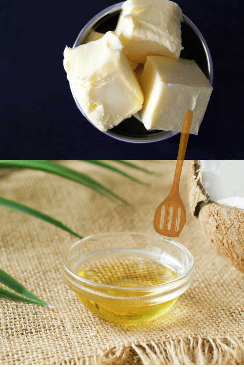 "Shea butter and carrier oil in a glass bowl with spatula – preparing homemade moisturizer | skincaresolutions.in